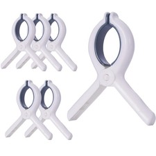 6 PCS Beach Towel Clip Towel Clips for Chairs Cruise, Plastic White