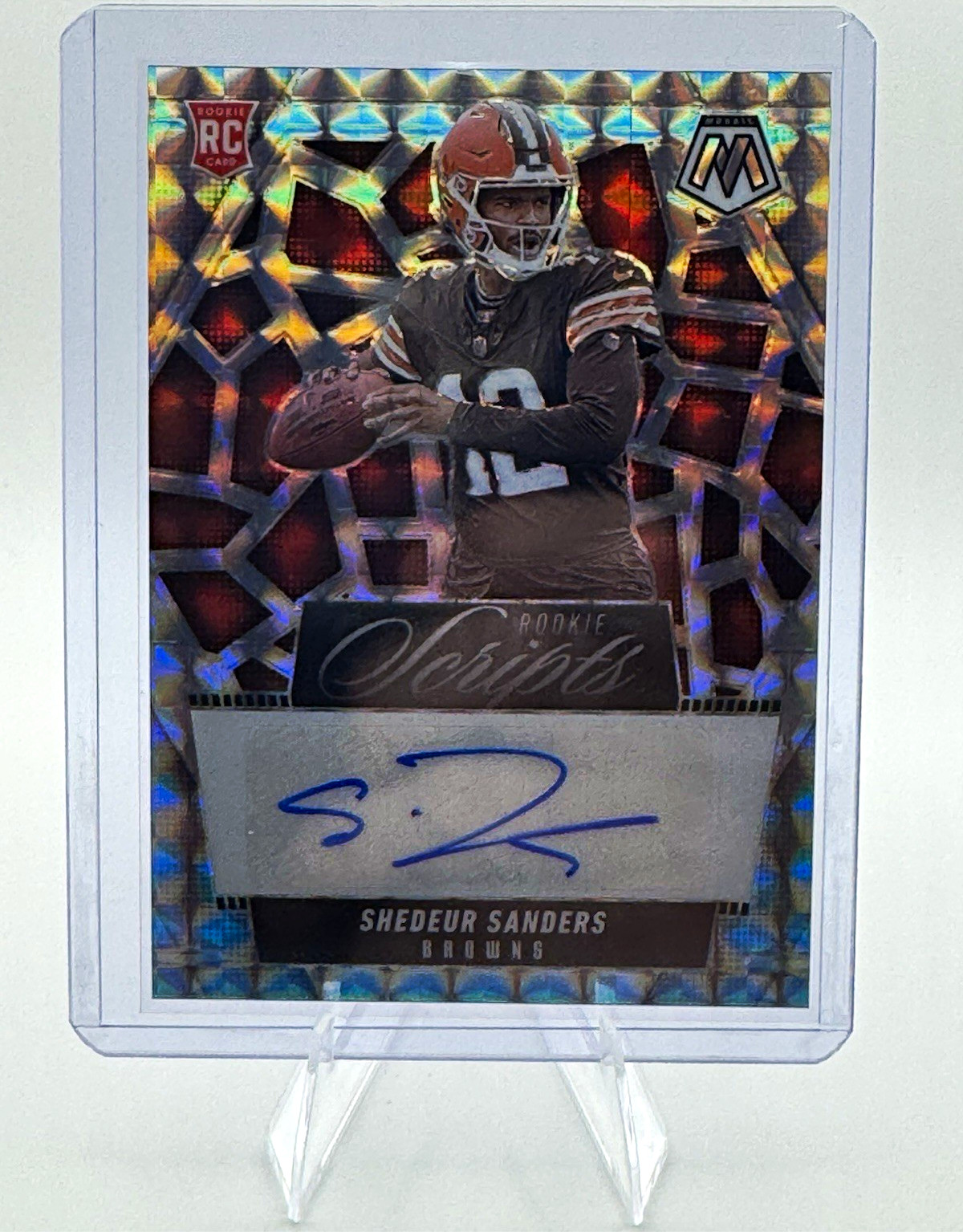 2025 Panini Mosaic Shedeur Sanders Cleveland Browns Rookie Scripts Auto RS-SSS