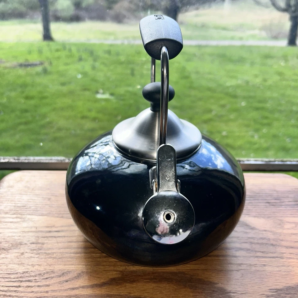 Tetera Chantal esmaltada en acero 1,7 cuartos vintage acabado gris oscuro/azul Foto 2 de 4