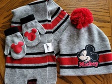 Disney Mickey Mouse 4-Piece Winter Set: Beanie, Mittens Scarf
