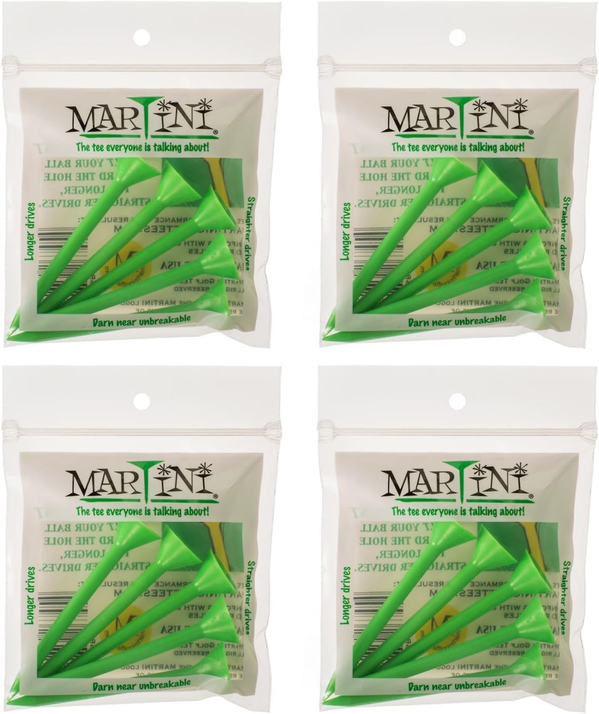 Tees 3 1/4" 4 Pack Of Green - 20 Tees Total - Virtually Unbreakable