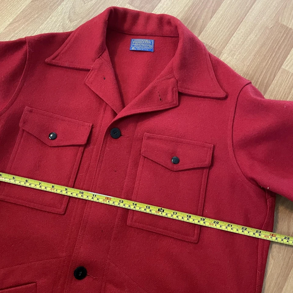 Vintage Pendleton Wool Jacket Mens Large Red Hunting Jacket USA 70s Needs Button - Image 3 of 4