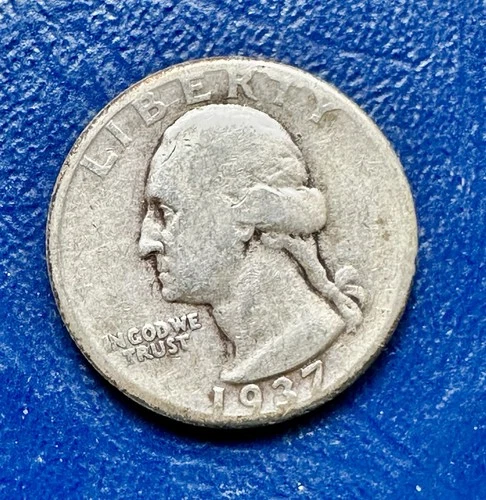 1937-P Washington Quarter. 90% Silver. ￼Fine Condition. Charity Auction. ￼