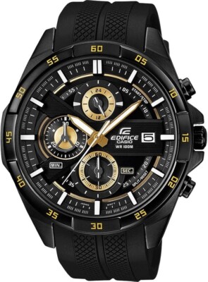 Casio Edifice 100m Waterproof Gold Chronograph EFR-556PB-1A Men's Black New
