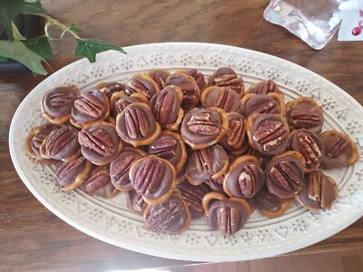  50 Homemade ROLO Delights chocolate PRETZEL Pecan Praline Candy BITES 