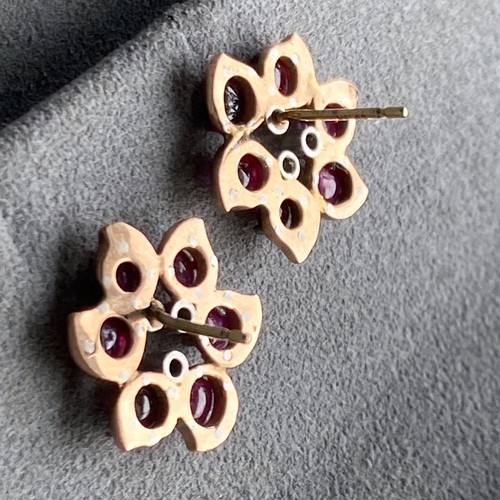 Vintage Diamond Ruby Stud Earrings Estate Fine Jewelry Pre-Owned 18K Certified - Picture 7 of 24