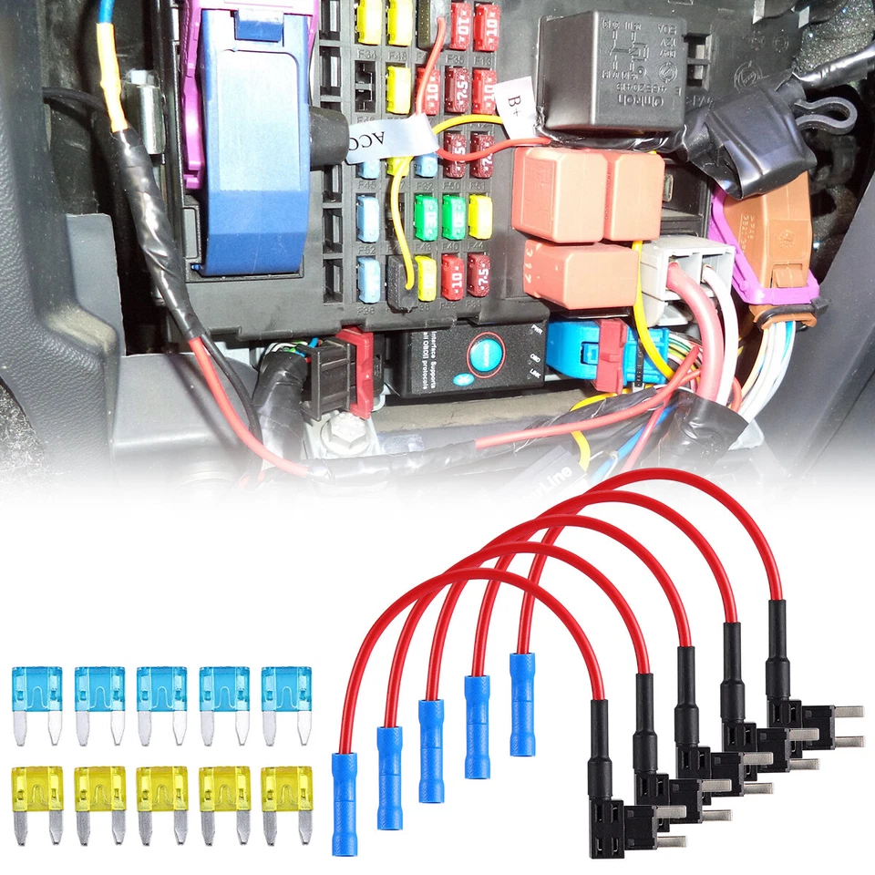 KIT ADAPTADOR DE GRIFO DE FUSIBLES 15 piezas 12 V 15 Amp 20 Amperios Coche Add-a-circuit Mini ATM APM Blade Foto 2 de 4