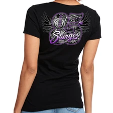 Ladies Jr. Cut 2025 Sturgis Motorcycle Rally 85th Wings V-Neck Shirt No Harley