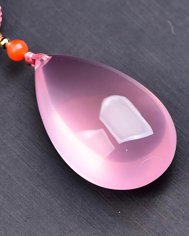 Colgante de moda de cristal de cuarzo rosa rosa 100 % natural 34x22x13 mm AAAAA Foto 4 de 4