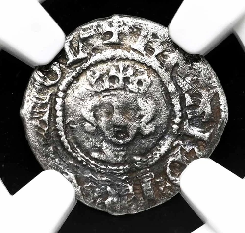 ENGLAND. Richard II. 1377-1399. Hammered Silver Halfpenny, S-1699, NGC XF Detail