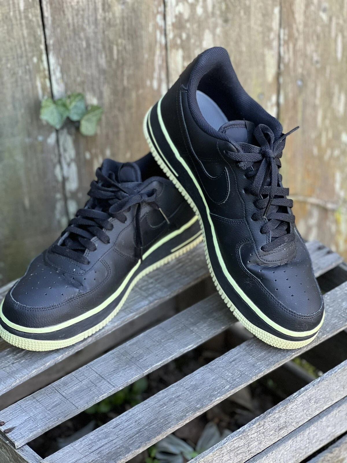 Nike AIR FORCE 1 Sneakers Nero Vision Volt Uomo 11.5 Scarpe CJ1393 003