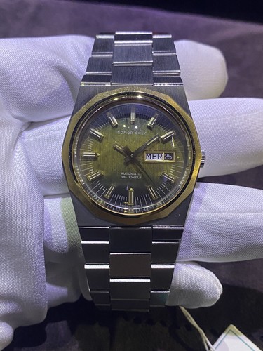 Vintage Sofior Grey NOS Day Date Automatic Eta 2789-1 Swiss 25 Jewels | eBay