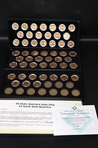 50 STATE QUARTERS 24K LAYERED GOLD MINE NON-CIRCULATED COINS 1999-2003 w/ COA - Picture 2 of 14