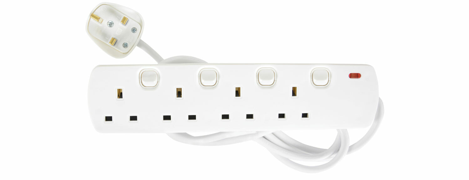 4 Gang Switched Extension Lead 2Mtr 13Amp Power Extension Lead