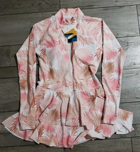 Women's Modest Swimsuits Long Sleeve UV UPF 50+ Swim Shirt Rashguard Sz M READ