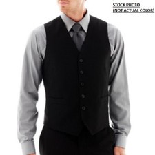 New J. Ferrar Stretch Slim Fit Gabardine Vest Navy Size S MSRP 80.00