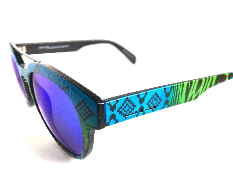 Новые мужские солнцезащитные очки Italia Independent синие круглые кожаные - Изображение 3 из 4