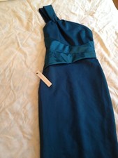 bnwt lipsy stretch teal dress one shoulder maxi occasion evening size 6