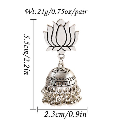 Vintage böhmischer Stil Gold Silber großer Ohrring Haken Tropfenglocke Damenohrringe - Bild 36 von 232
