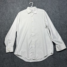Brooks Brothers Shirt Mens 16 White Red Blue Stripe Cotton Button Up Long Sleeve