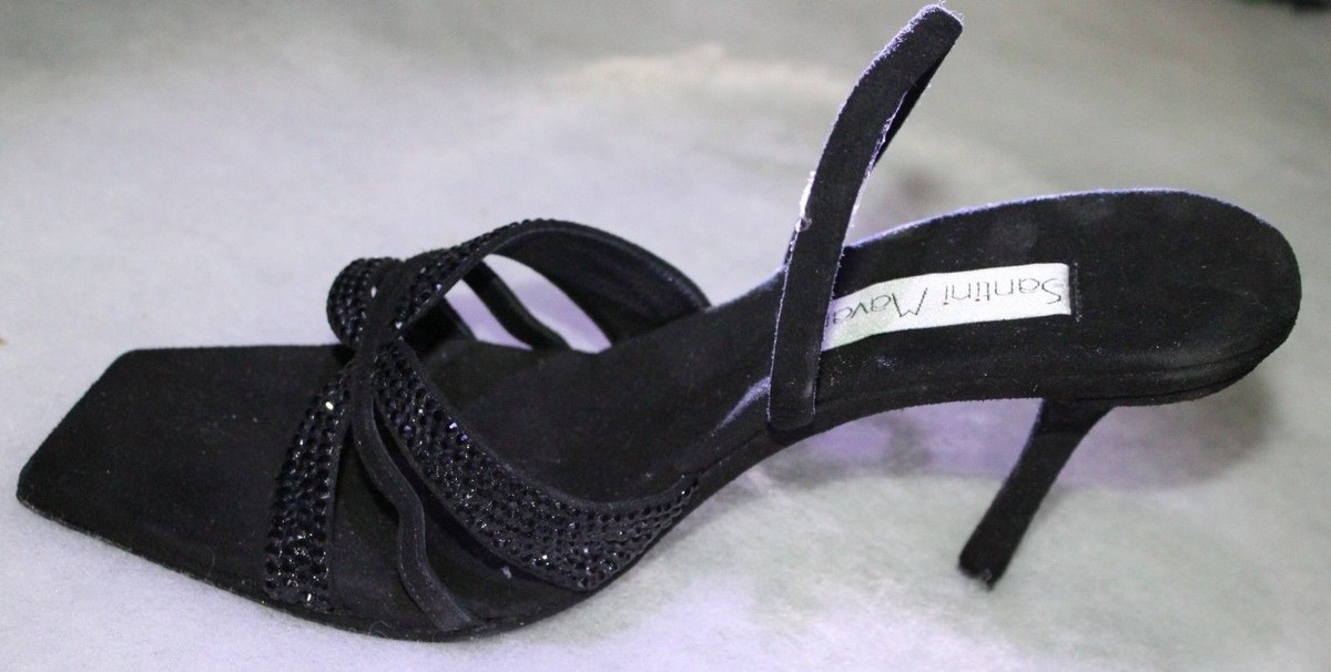 Santini Mavardi Miami Lilli black suede jet Sandals pumps 39