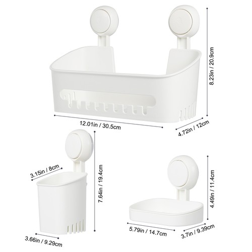 Vacuum Caddy Shower Basket No-Drilling Removable Bathroom Wall Shelf Basket - Picture 9 of 43