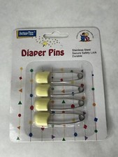 Vintage Pack Of 4 Yellow Infan-tec Cloth Diaper Pins Stainless Steel