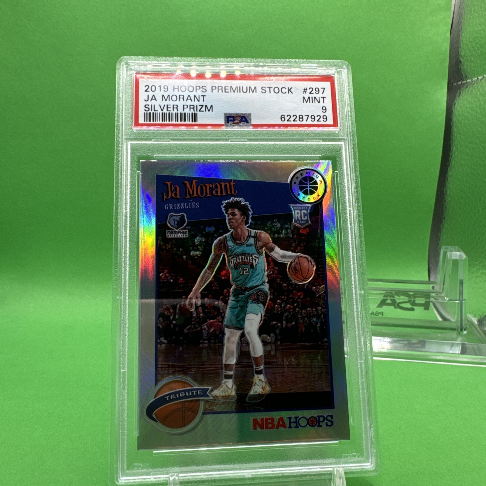 JA MORANT 2019-20 Hoops Premium Stock Silver Prizm #259 RC PSA 9 Mint