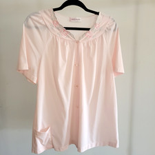 Vintage Bed Jacket Pajama Top Button Pink Babydoll 60s Lingerie Roses 38