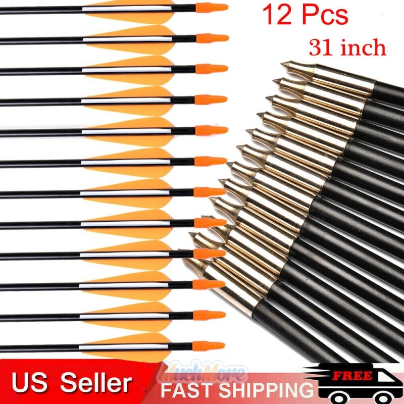 12pcs 31" Fiberglass Arrows Spine 700 7mm Target Practice Archery