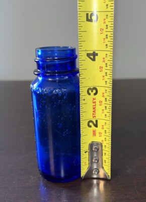 Cobalt Blue Glass Bottle BROMO SELTZER 4'' Screw Top 