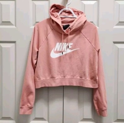 nike cropped fleece sweatshirt in pale coral
