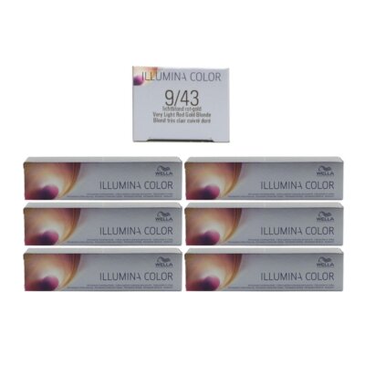 Wella Illumina 6 x 60 ml 9/43 lichtblond rot gold Set