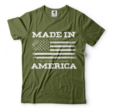 MADE IN AMERICA T-shirt Mens Shirt American USA US Flag Tee Shirt 4th of July