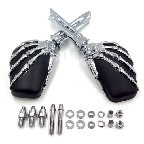 Espejos espejos esqueleto cromados de calavera negra para Harley Dyna Softail Sportster Touring - Imagen 11 de 11