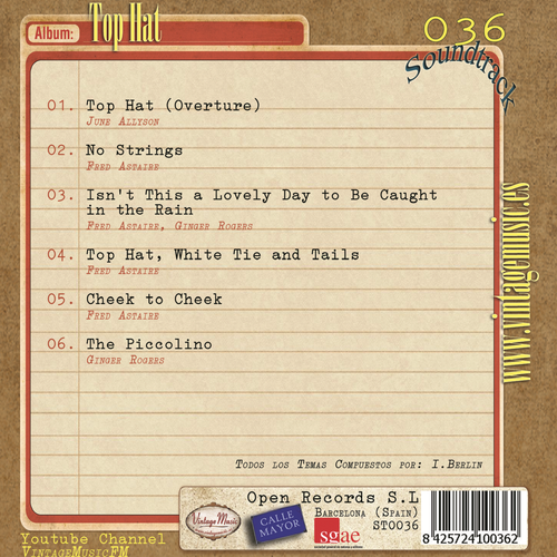 TOP HAT Soundtrack CD #36/100 O.S.T Original 1935 Fred Astaire Ginger Rogers - Picture 2 of 3
