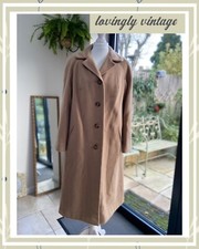 Vintage Eastex Ladies Beige Pure New Wool Pea Coat Overcoat Size 14 Uk