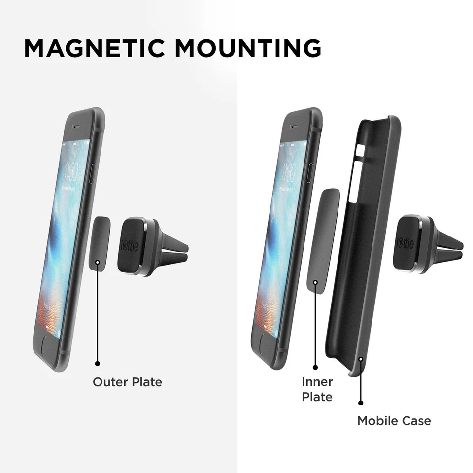 iOttie ITAP Magnetic Car Air Vent mount charging kit for iPhone 14 13 12 11 X XR - Image 3 of 4