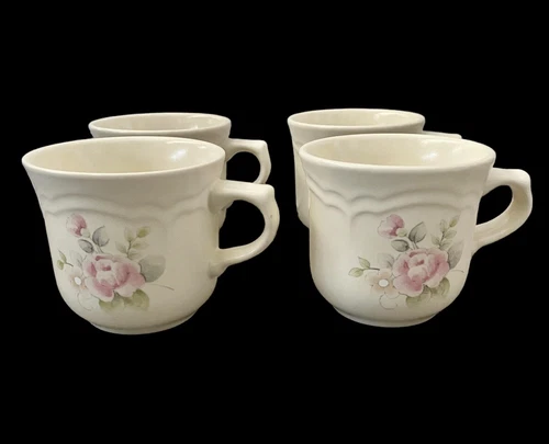 Vintage Pfaltzgraff Tea Rose Coffee Mugs - Set Of 4, Cottagecore Granny Chic