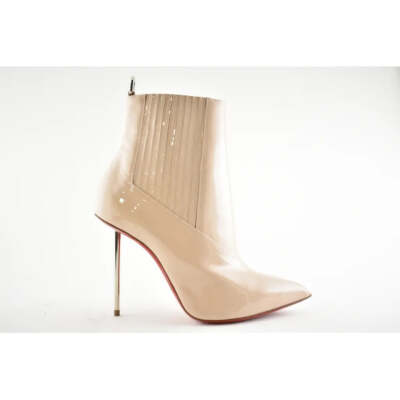 Christian Louboutin Epic Boot 100 Nude Patent Stiletto Heel Ankle