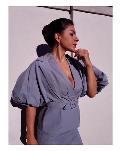 Tailleur Gonna Giacca Donna Grigio 42 Elegante Cerimonia Matrimonio - Foto 6 di 7