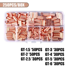 250Pcs Copper Tube Butt Connecting Pipe Wire Joint Terminal Cable Ferrules Kit