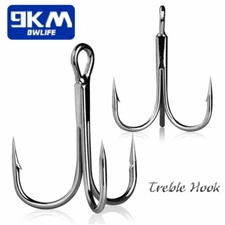 25~100Pcs Strong Treble Hook High Carbon Steel 13~45mm for Sea Fishing Saltwater