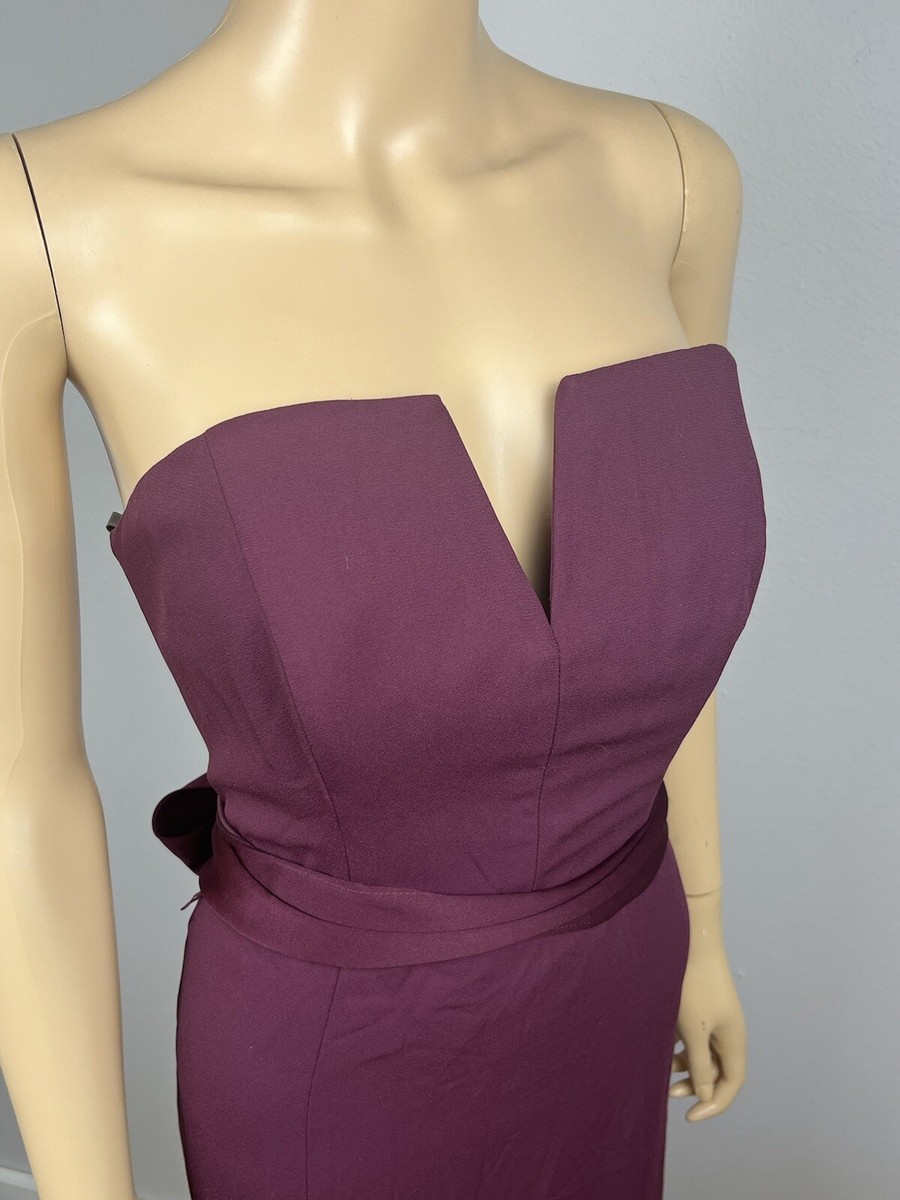 Vera Wang White V-Wire Crepe Mermaid Sash Bridesmaid Dress in Wine Size 8  Formal | eBay