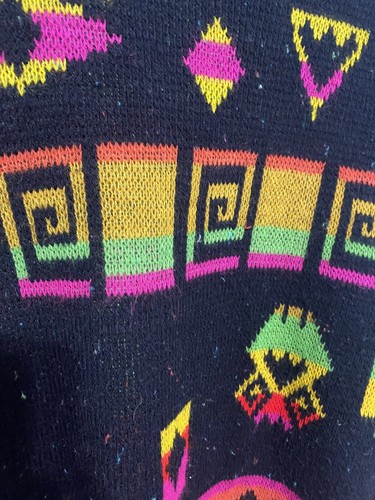 Vintage 1987 A Jane Adams Sweater Aztec Style Colorful Size S Made In USA - Picture 2 of 9