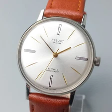 NOS Poljot De LUXE Ultra Slim 2209 Vintage Soviet Men's Wristwatch 23 Jewels