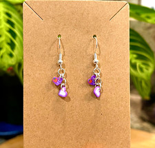 Sterling Silver Mini Red Purple Hearts Love Charms Dainty Handmade Cute Earrings