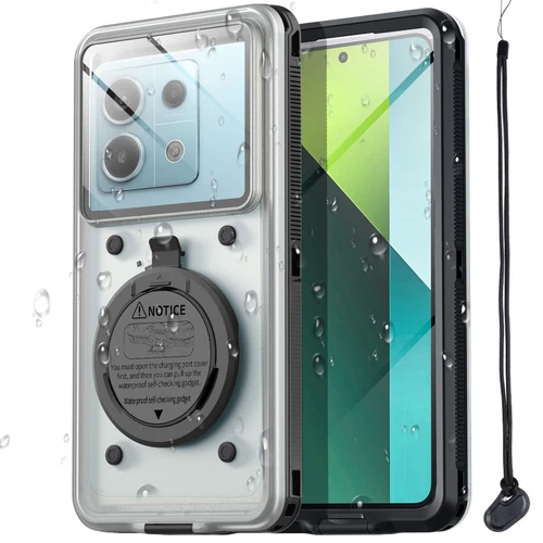 Waterproof Diving Self Check Case Cover for Xiaomi Redmi Note 13/12/11/10/9 Pro