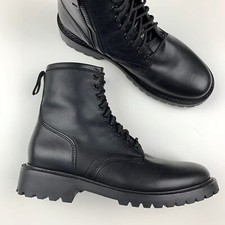 Thursday Boots Black Leather Lace Up Zipper Combat Men's 6