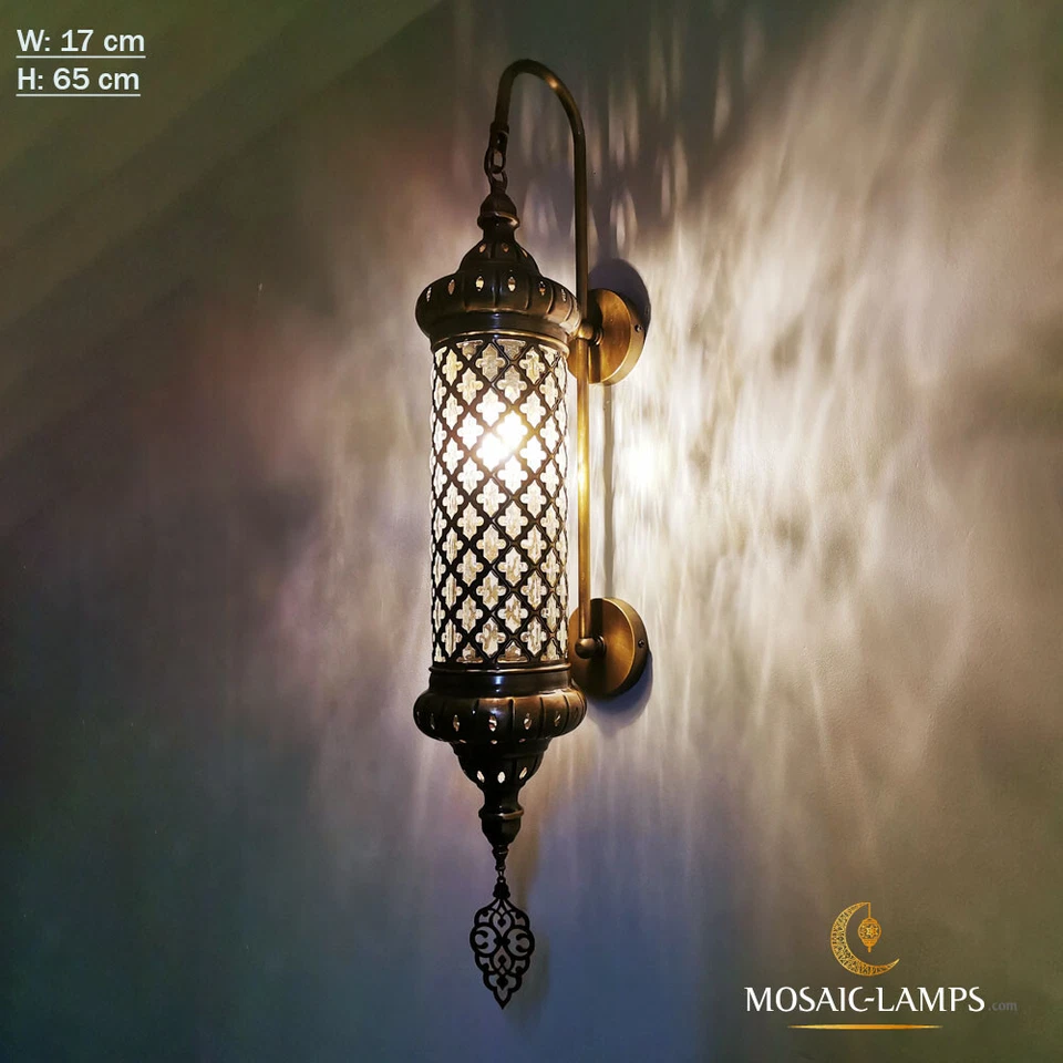 X Large Ottoman Laser Wall Lamp, Turkish Bathroom Wall Sconce, Blown Glass Light - Image 2 of 4